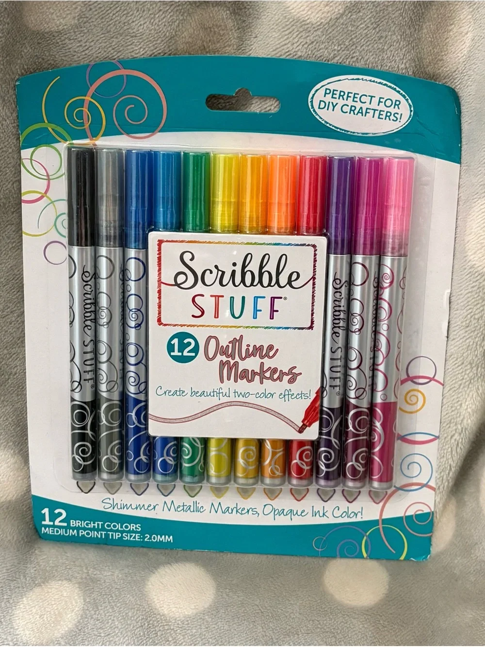 Scribble Stuff 12-Color Outline Markers - Two-Color Effects - NEW